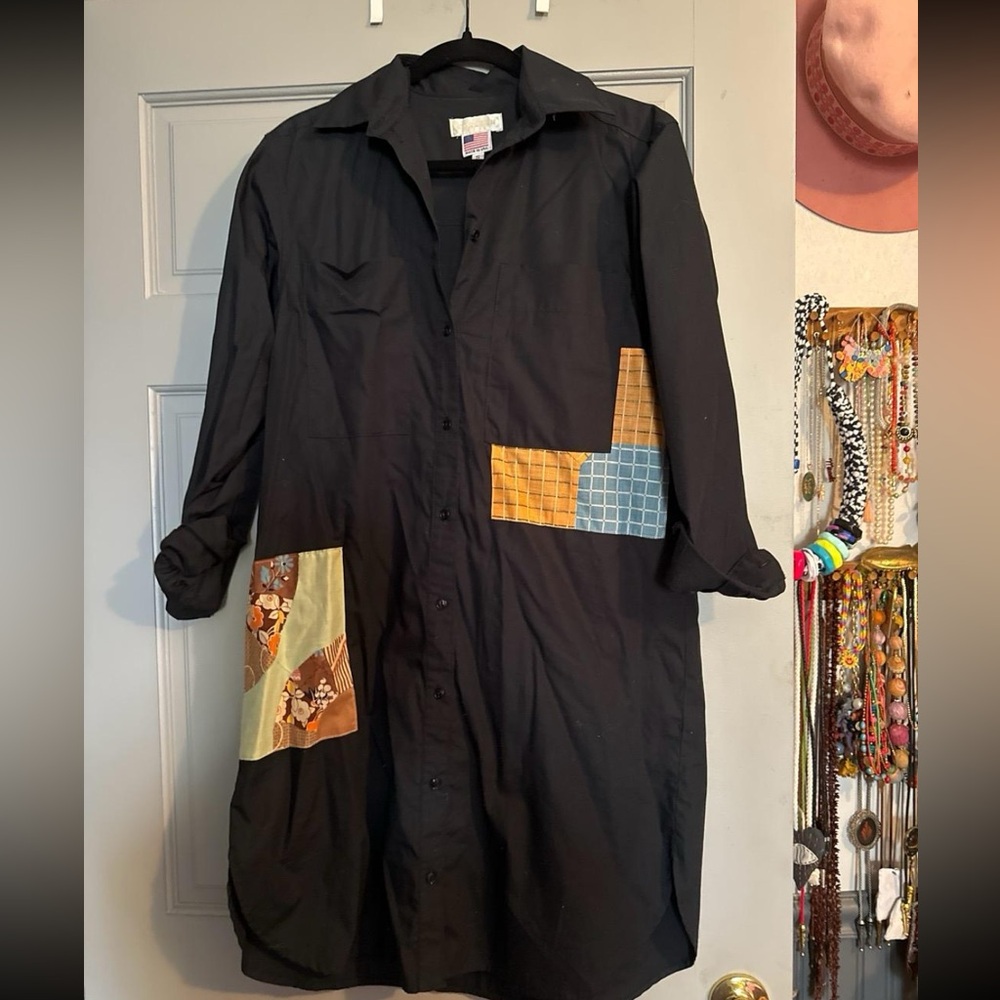 Carleen patchwork shirt-dress